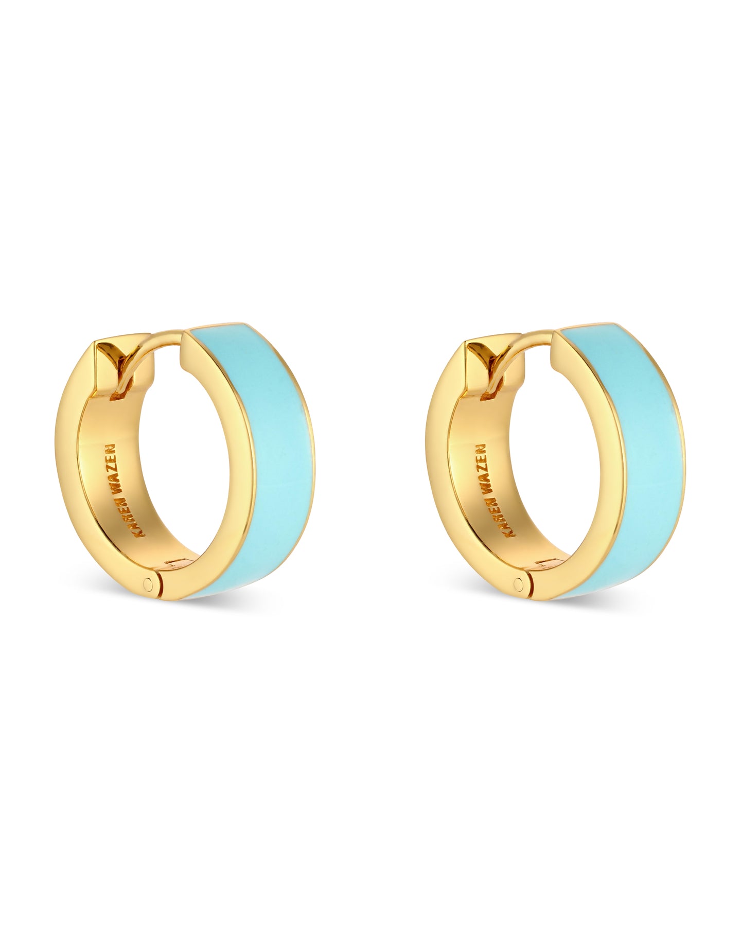 Love Links Enamel Earrings - Blue on Gold